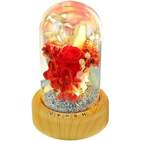 SWEETIME Blue Rose Lamp Real Preserved Rose in Glass Dome, Forever Flower Night Light with Bluetooth Speaker, Eternal Flowers Rose Musical Box Gift for Her on Mother's Day, Birthday, Valentine Day.