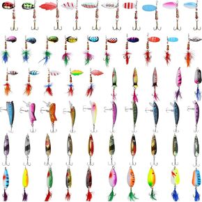 Rooster Bait Tail Fishing Lures Kit Spinner Baits Trout Lures Spoon Lures Bass Lures Hard Bait Bass Lures Crankbaits for Bass Pike Trout Salmon Crappie Walleye Fishing in Saudi Arabia