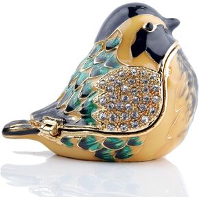 SEVENBEES Hand Painted Robin Bird Trinket Box Hinged Jewelry Box with Crystals, Rings Earrings Necklace Storage, Home Decor Crafts, Unique Animal Figurine Collectible Gift in Saudi Arabia