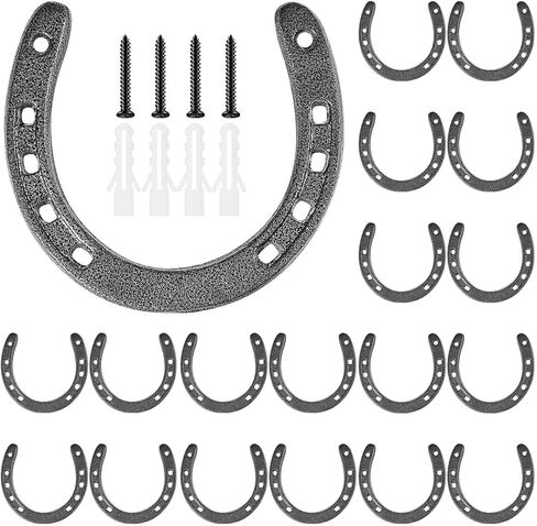 Blulu 20 Pcs Iron Horseshoe Wall Decor 4.3 Inch Medium Horseshoe for Wall Horse Decorations Party Indoor Outdoor, Dark Silver in Kuwait