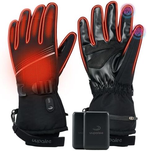 قفازات uupalee للتدفئة للرجال والنساء - قفاز شتوي دافئ مقاوم للماء للطقس البارد مع بطارية in Kuwait