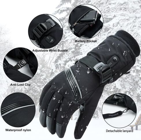 قفازات uupalee للتدفئة للرجال والنساء - قفاز شتوي دافئ مقاوم للماء للطقس البارد مع بطارية in Kuwait