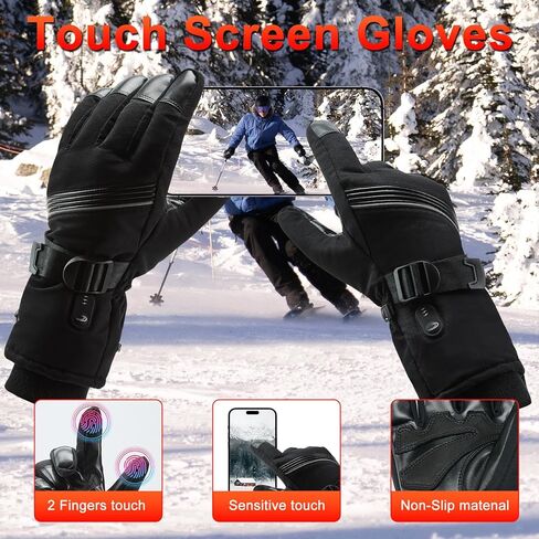 قفازات uupalee للتدفئة للرجال والنساء - قفاز شتوي دافئ مقاوم للماء للطقس البارد مع بطارية in Kuwait