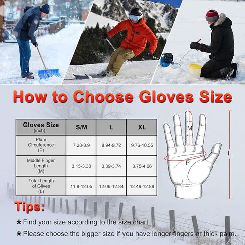 قفازات uupalee للتدفئة للرجال والنساء - قفاز شتوي دافئ مقاوم للماء للطقس البارد مع بطارية in Kuwait