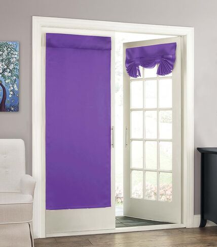 ECLIPSE French Door Curtain - Tricia 26" x 68" Tie Up Light Filtering Single Panel Drapes for Patio, for Living Room and Bedroom, Grey in Saudi Arabia