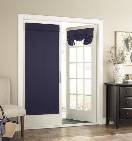 ECLIPSE French Door Curtain - Tricia 26" x 68" Tie Up Light Filtering Single Panel Drapes for Patio, for Living Room and Bedroom, Grey in Saudi Arabia