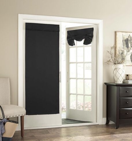ECLIPSE French Door Curtain - Tricia 26" x 68" Tie Up Light Filtering Single Panel Drapes for Patio, for Living Room and Bedroom, Grey in Saudi Arabia