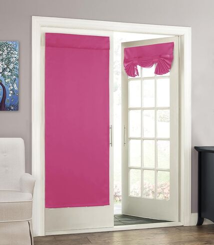 ECLIPSE French Door Curtain - Tricia 26" x 68" Tie Up Light Filtering Single Panel Drapes for Patio, for Living Room and Bedroom, Grey in Saudi Arabia