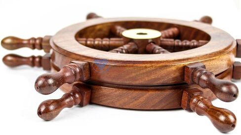 Nagina International Hand Crafted Premium Nautical Wooden Ship Wheel | Exclusive Pirate's Wall Decor | Ocean & Beach Maritime Nursery Decorative Hanging (4 Inches, Brass Ring Handle) in Saudi Arabia