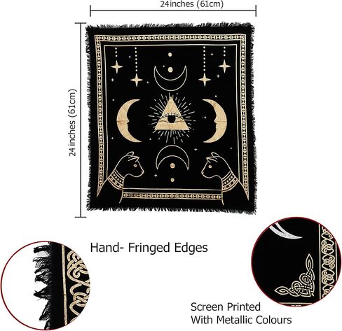 Indian Consigners Altar Cloth Prism Moon Eye Cat Celestical Tarot Deck Alter Square Wall Hanging Table Cloth Sacred Place Tapestry in Kuwait