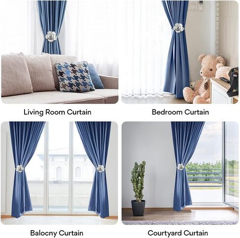 Curtain Ties Magnetic, Aimou Resin Flower Curtain Tiebacks Vintage Curtain Drapery Holdbacks, Magnetic Window Drapery Decorative Holders with Rope for Outdoor, Home, and Office(2 Pack, Ink Black) in Saudi Arabia