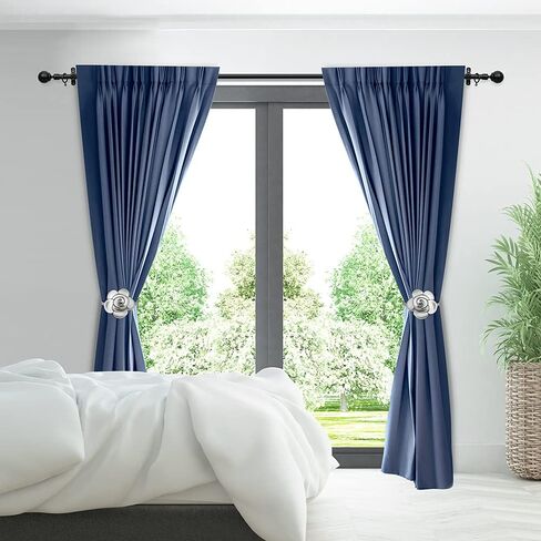 Curtain Ties Magnetic, Aimou Resin Flower Curtain Tiebacks Vintage Curtain Drapery Holdbacks, Magnetic Window Drapery Decorative Holders with Rope for Outdoor, Home, and Office(2 Pack, Ink Black) in Saudi Arabia