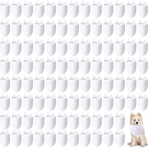 200 Pack Dog Bandana in Bulk White Sublimation Pet Bandanas Blank Triangle Dog Heat Transfer Scarf Solid Adjustable Dog Bibs DIY Polyester Dog Kerchief Apparel for Small Medium Large Puppies Pets in Kuwait
