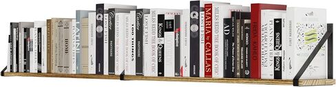 Wallniture Bora 60"x6" Rustic Floating Shelves, Wall Bookshelf Living Room Decor, Wall Shelves for Bedroom Decor, Dining Room Shelf, Office Wall Book Shelf, Kitchen Wall Shelf Set, Burnt, Wood in Saudi Arabia