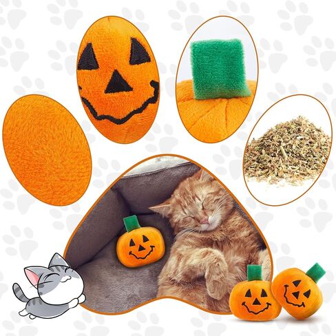 Frienda 2 Pieces Thanksgiving Day Cat Toy Pumpkin Catnip Toy Pet Plush Toy Interactive Cat Toy for Cat Kitten Pet to Play in Saudi Arabia