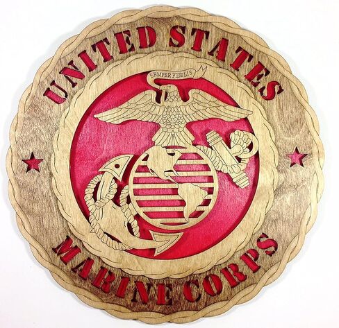 USMC United States Marine Corps Military Armed Forces Decorative Laser Crafted Three Dimensional Wooden Wall Plaque and Stand in Saudi Arabia