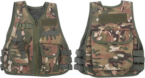 بي ار دي اي سترة للاطفال، سترة صيد مقاومة للاهتراء وجيدة التهوية للاطفال، سترة مموهة للاطفال قابلة للتعديل لالعاب الصيد في الهواء الطلق (سي بي مموه، مقاس L) in Kuwait