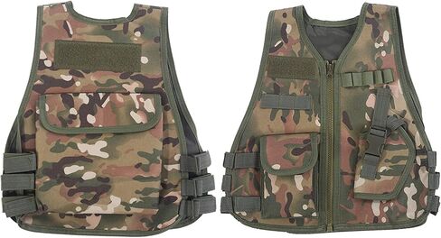 بي ار دي اي سترة للاطفال، سترة صيد مقاومة للاهتراء وجيدة التهوية للاطفال، سترة مموهة للاطفال قابلة للتعديل لالعاب الصيد في الهواء الطلق (سي بي مموه، مقاس L) in Kuwait