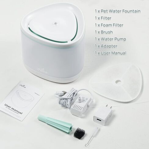 اي بيتي نافورة مياه بتصميم مثلث للقطط سعة 84 اونصة/2.5 لتر فائقة الهدوء، نافورة مياه اوتوماتيكية للحيوانات الاليفة مع فلتر كبير الحجم يدور بـ 5 مراحل للقطط والكلاب الصغيرة والحيوانات الاليفة in Kuwait