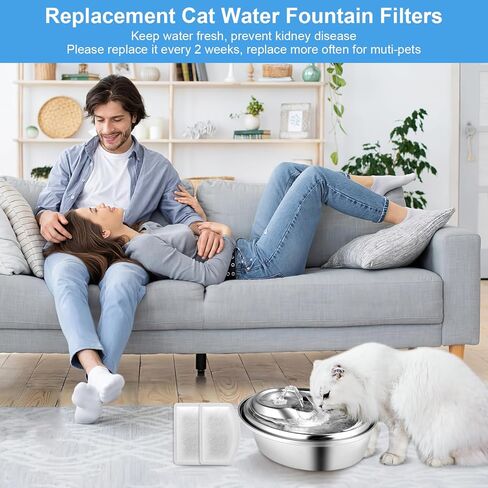 استبدال فلتر نافورة المياه للقطط من كارسنت، 12 قطعة بديلة لفلتر نافورة القطط و6 عبوات فلتر إسفنجي لنافورة مياه للحيوانات الأليفة بسعة 100 أونصة/3 لتر in Kuwait