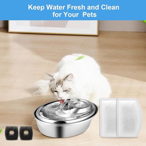 استبدال فلتر نافورة المياه للقطط من كارسنت، 12 قطعة بديلة لفلتر نافورة القطط و6 عبوات فلتر إسفنجي لنافورة مياه للحيوانات الأليفة بسعة 100 أونصة/3 لتر in Kuwait