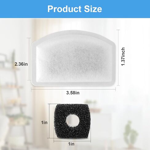 استبدال فلتر نافورة المياه للقطط من كارسنت، 12 قطعة بديلة لفلتر نافورة القطط و6 عبوات فلتر إسفنجي لنافورة مياه للحيوانات الأليفة بسعة 100 أونصة/3 لتر in Kuwait