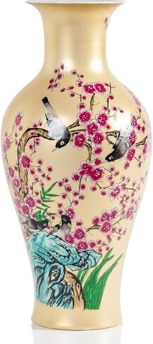 Qinlang 14 in Ceramic Vases for Flowers, Golden Flower Vase for Centerpieces in Saudi Arabia