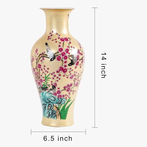 Qinlang 14 in Ceramic Vases for Flowers, Golden Flower Vase for Centerpieces in Saudi Arabia