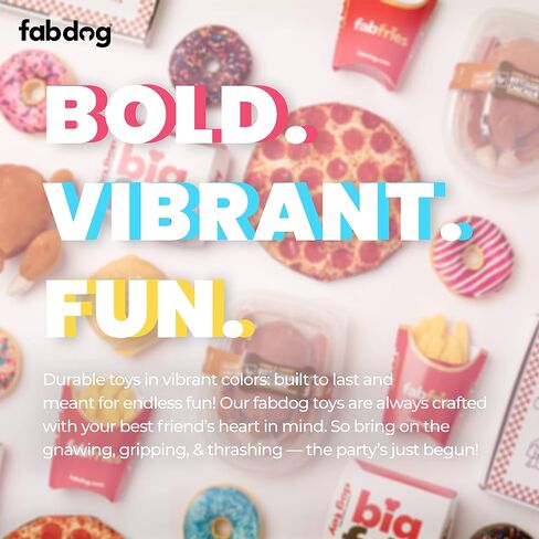 fabdog Foodie Dog Toys - Fun Squeaky Dog Toy for All Breeds - Plush Dog Squeak Toy Ideal for Birthday Gift | Food-Themed Toys for Dogs | Bacon in Saudi Arabia