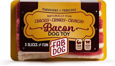 fabdog Foodie Dog Toys - Fun Squeaky Dog Toy for All Breeds - Plush Dog Squeak Toy Ideal for Birthday Gift | Food-Themed Toys for Dogs | Bacon in Saudi Arabia