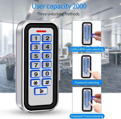 قارئ RFID للتحكم في الوصول المعدني، قارئ EM مقاوم للماء 125 كيلو هرتز، وحدة تحكم في الوصول للقفل المغناطيسي الكهربائي، فتاحة بوابة القرب، غلاف من سبائك الزنك، Wiegand للداخل والخارج، لوحة دخول بدون مفتاح للمرآب in Kuwait