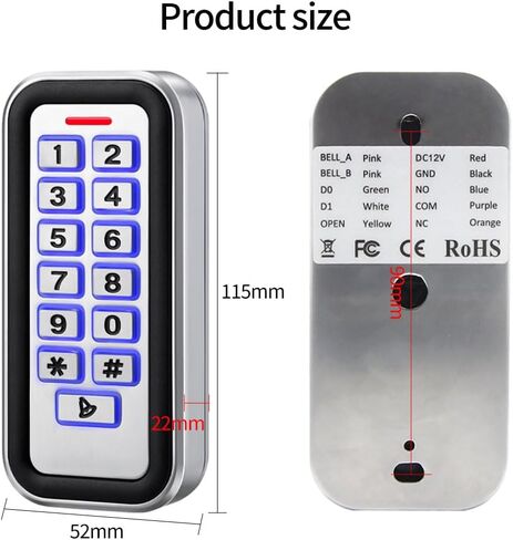 قارئ RFID للتحكم في الوصول المعدني، قارئ EM مقاوم للماء 125 كيلو هرتز، وحدة تحكم في الوصول للقفل المغناطيسي الكهربائي، فتاحة بوابة القرب، غلاف من سبائك الزنك، Wiegand للداخل والخارج، لوحة دخول بدون مفتاح للمرآب in Kuwait
