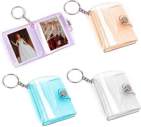 Mozeat Lens Mini Photo Album, 2 Inch Small Card Case Transparent Photo Holder with Keychain and 20 Pockets for Birthday Anniversary Valentine Wedding Gift in Saudi Arabia