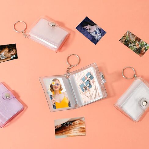 Mozeat Lens Mini Photo Album, 2 Inch Small Card Case Transparent Photo Holder with Keychain and 20 Pockets for Birthday Anniversary Valentine Wedding Gift in Saudi Arabia
