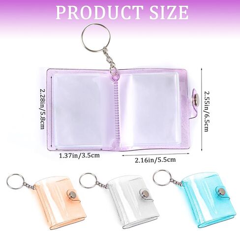 Mozeat Lens Mini Photo Album, 2 Inch Small Card Case Transparent Photo Holder with Keychain and 20 Pockets for Birthday Anniversary Valentine Wedding Gift in Saudi Arabia