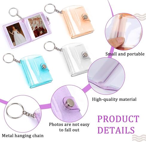 Mozeat Lens Mini Photo Album, 2 Inch Small Card Case Transparent Photo Holder with Keychain and 20 Pockets for Birthday Anniversary Valentine Wedding Gift in Saudi Arabia