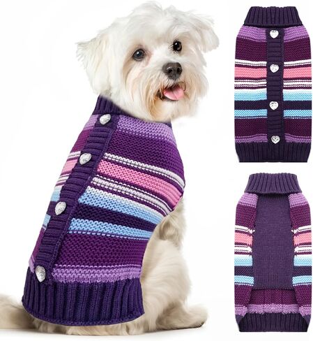 XGDMEIL كلب صغير سترة لطيف القلب كلب ملابس ملابس للكلاب الصغيرة المتوسطة القطط الخريف الشتاء الياقة المدورة جرو تريكو البلوز الكلب البلوز (XS) in Kuwait