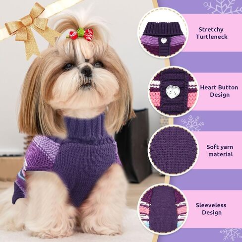 XGDMEIL كلب صغير سترة لطيف القلب كلب ملابس ملابس للكلاب الصغيرة المتوسطة القطط الخريف الشتاء الياقة المدورة جرو تريكو البلوز الكلب البلوز (XS) in Kuwait