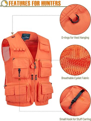 NEW VIEW Blaze Orange Hunting Vest and Logo Hat Set, Polyester Safety Vest for Hunters with Pockets in Saudi Arabia
