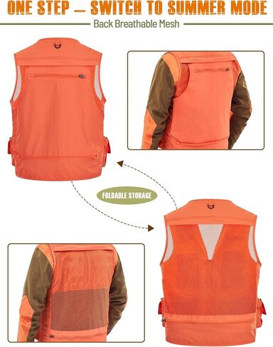 NEW VIEW Blaze Orange Hunting Vest and Logo Hat Set, Polyester Safety Vest for Hunters with Pockets in Saudi Arabia