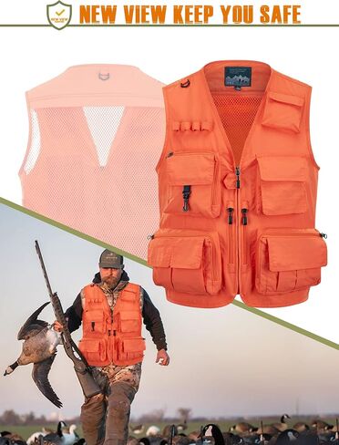 NEW VIEW Blaze Orange Hunting Vest and Logo Hat Set, Polyester Safety Vest for Hunters with Pockets in Saudi Arabia