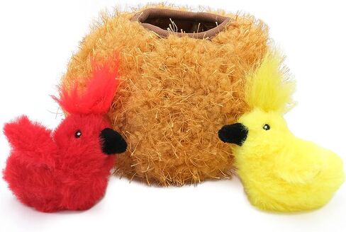 ZippyClaws Burrow - لعبة ألغاز قطيفة تفاعلية مع النعناع البري مينيز، مثالية للتحفيز الذهني، وألعاب الغميضة، وساعات من المرح للقطط والقطط - الطيور في العش in Kuwait