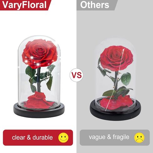 وردة حقيقية محفوظة في قبة زجاجية من فاري فلورال هدية لعيد الام وعيد الشكر والكريسماس وعيد الحب واعياد الميلاد (احمر) in Kuwait