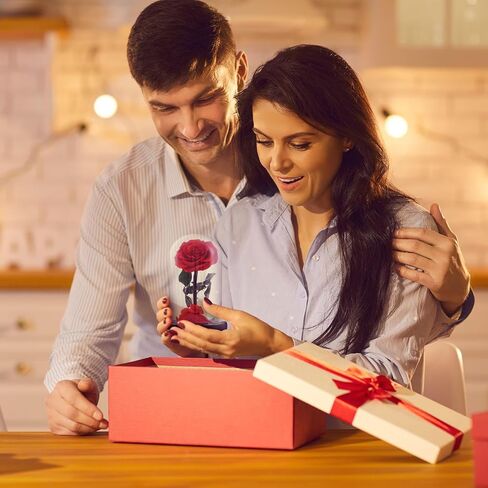 وردة حقيقية محفوظة في قبة زجاجية من فاري فلورال هدية لعيد الام وعيد الشكر والكريسماس وعيد الحب واعياد الميلاد (احمر) in Kuwait