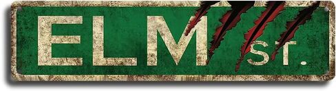 Horror Movie Decor Vintage Metal Tin Sign,Elm Street Sign, 4x16 inch Horror Movie Merchandise,Bathroom Decor,Street Signs,Vintage Rustic Retro Street Sign for Bedroom,Room Decor for Men,Bar Man Cave in Saudi Arabia