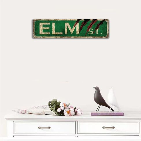 Horror Movie Decor Vintage Metal Tin Sign,Elm Street Sign, 4x16 inch Horror Movie Merchandise,Bathroom Decor,Street Signs,Vintage Rustic Retro Street Sign for Bedroom,Room Decor for Men,Bar Man Cave in Saudi Arabia