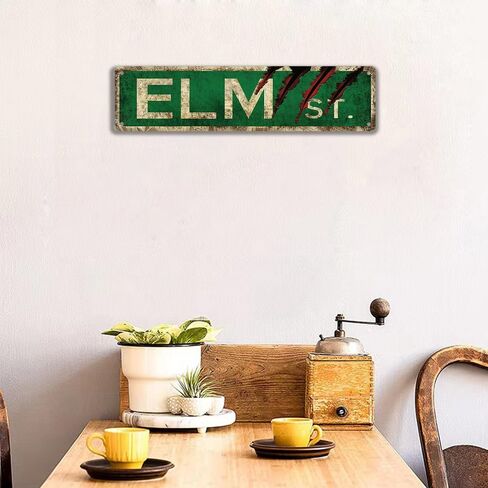 Horror Movie Decor Vintage Metal Tin Sign,Elm Street Sign, 4x16 inch Horror Movie Merchandise,Bathroom Decor,Street Signs,Vintage Rustic Retro Street Sign for Bedroom,Room Decor for Men,Bar Man Cave in Saudi Arabia