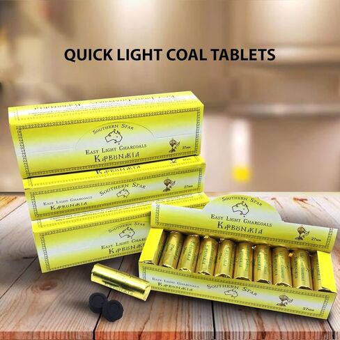 أقراص فحم البخور سريعة الإضاءة من Southern Star - قوالب حرق البخور متوسطة الحجم، 27 مم، 120 قرص فحم طبيعي خالٍ من الرائحة في 45 دقيقة. حرق الوقت in Kuwait