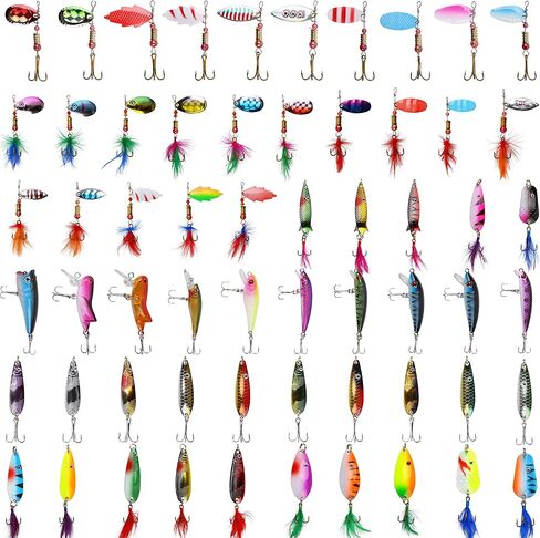 Rooster Bait Tail Fishing Lures Kit Spinner Baits Trout Lures Spoon Lures Bass Lures Hard Bait Bass Lures Crankbaits for Bass Pike Trout Salmon Crappie Walleye Fishing in Saudi Arabia