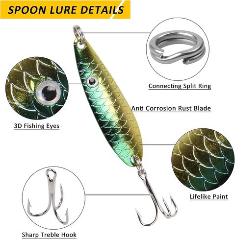 Rooster Bait Tail Fishing Lures Kit Spinner Baits Trout Lures Spoon Lures Bass Lures Hard Bait Bass Lures Crankbaits for Bass Pike Trout Salmon Crappie Walleye Fishing in Saudi Arabia